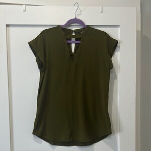 EXPRESS Green Mandarin Collar Blouse
